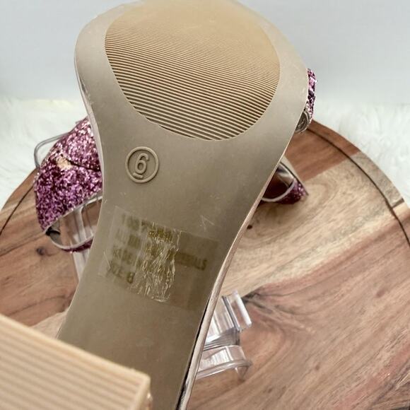 Charlotte Russe Shoes Womens Size 6 Purple Glitter Ombre Block Heel Ankle Strap - Picture 12 of 12